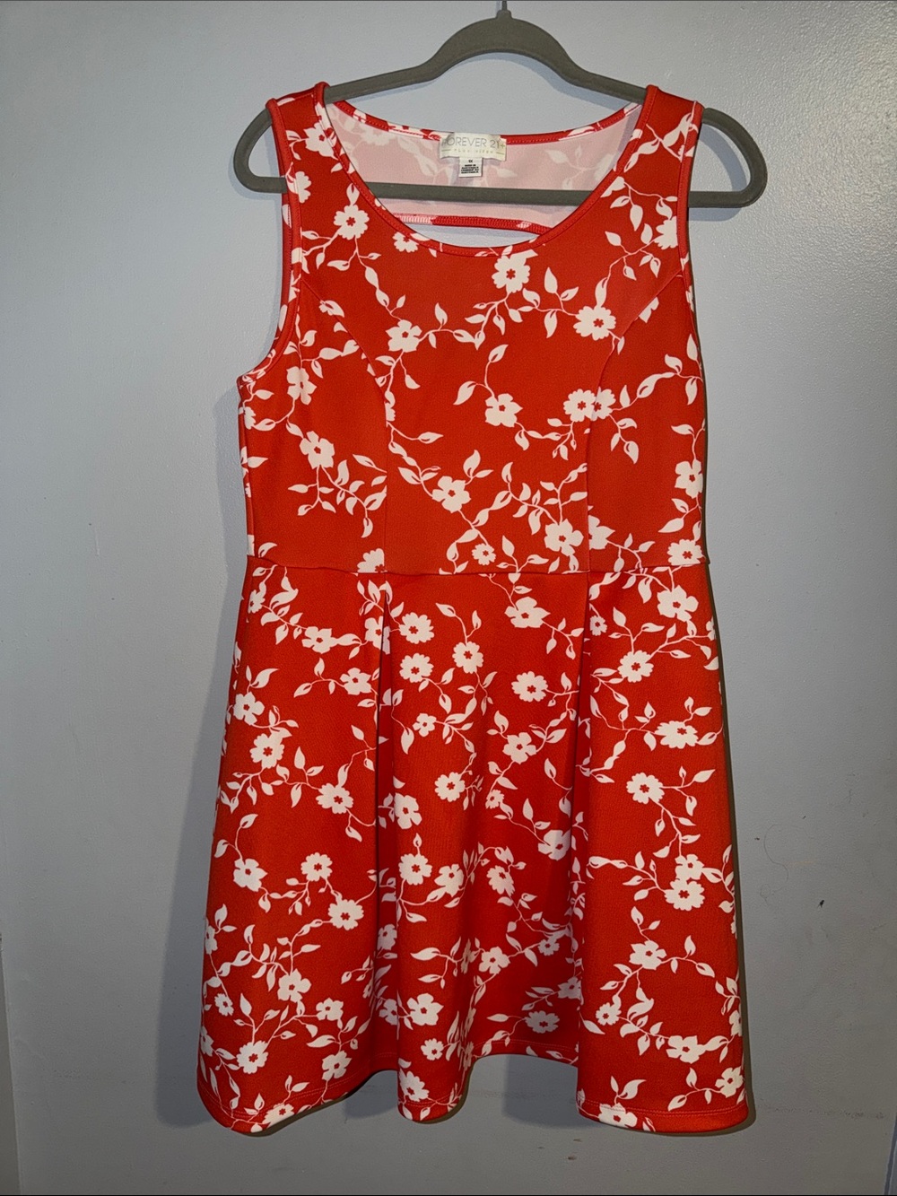 Orange & White Floral Dress with Back Cut Out